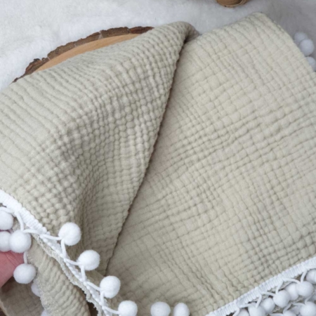 Musselindecke in beige 120x100cm