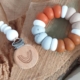 Schnullerkette weiß + Beißring Erdtöne im Set